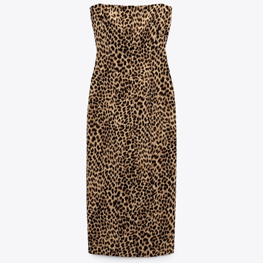 Zara animal print sheath midi dress